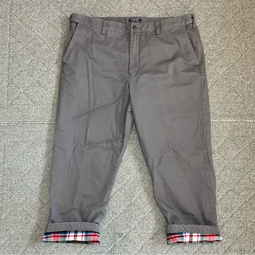 Lands' End Flannel Lined Comfort Waist Chinos Pants Mens Size 42X27 Gray